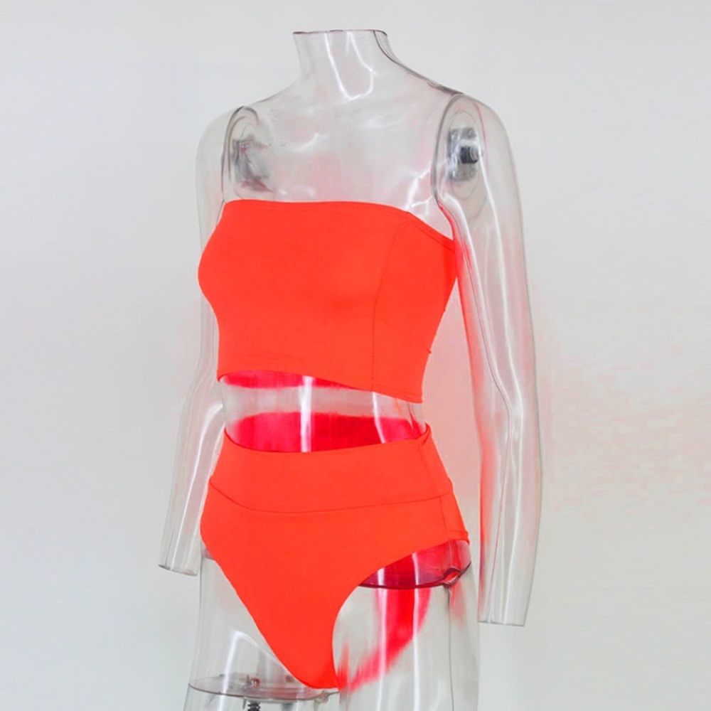 NEW! Fluorescent Strapless Bikini - Picture 3 of 8